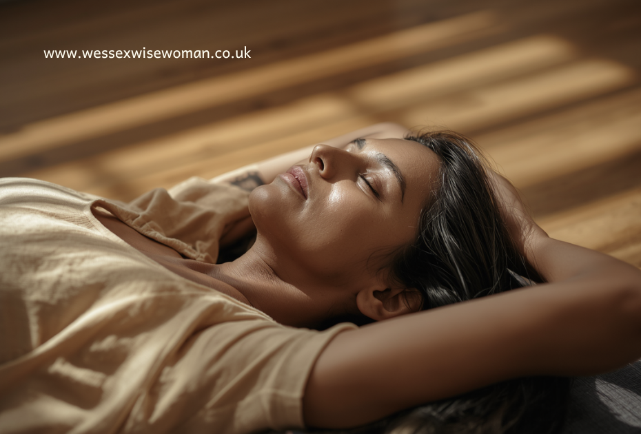 conscious connected breathwork session with a woman lying down
